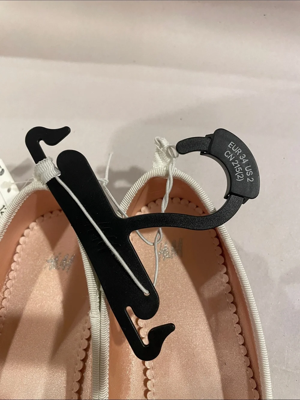 NWT H&M White Girls Ballet Flats with Pink Insole and Bow
